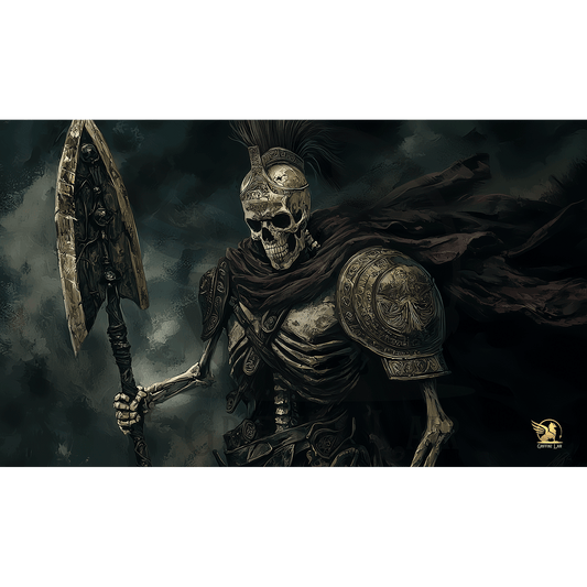 Skeleton Sentry Playmat 14 in x 24 in - High-Quality, Vibrant Colors with Stitched Edges