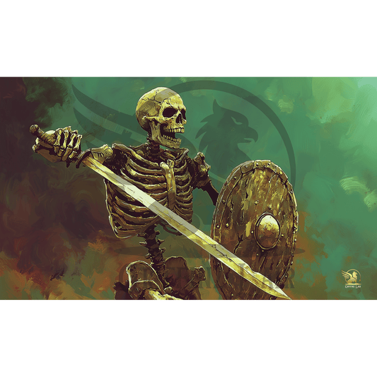 Skeleton Art Playmat 14 in x 24 in - High-Quality, Vibrant Colors with Stitched Edges